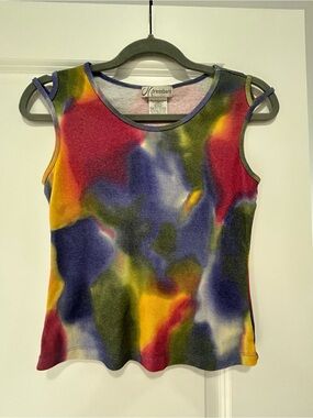 dressbarn Multicolor Tie-Dye Scoop Neck Tank